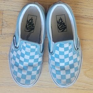 Sky blue and white checked van youth size 3